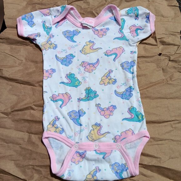 VTG Baby Bgosh Large 19-26 pounds Romper One Piece Dinosaurs 100% Cotton 80s 90s - Picture 1 of 8